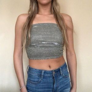 Sparkly silver crop top